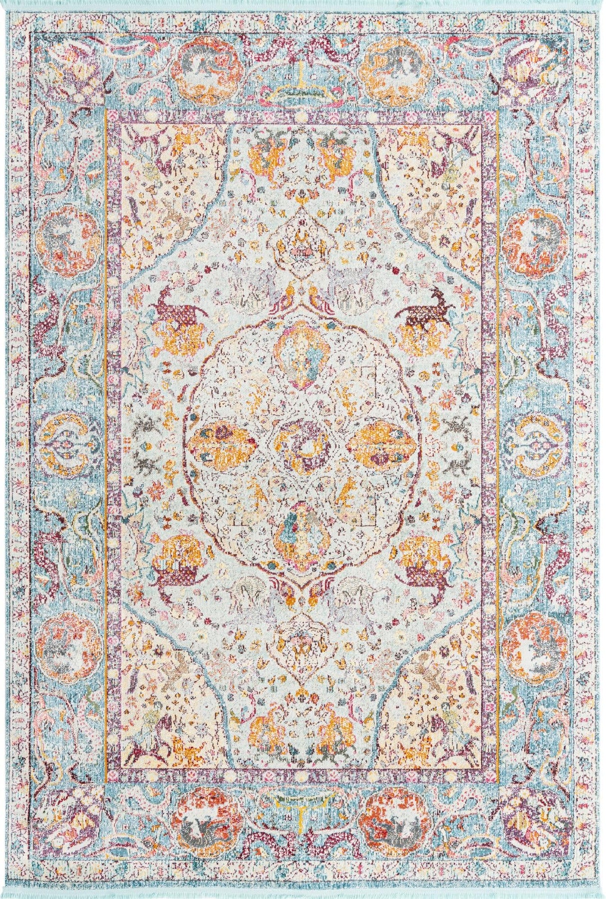 Baracoa Collection Area Rug - Rumba (7' 1" x 10' Rectangle, Light Blue/ Cream)