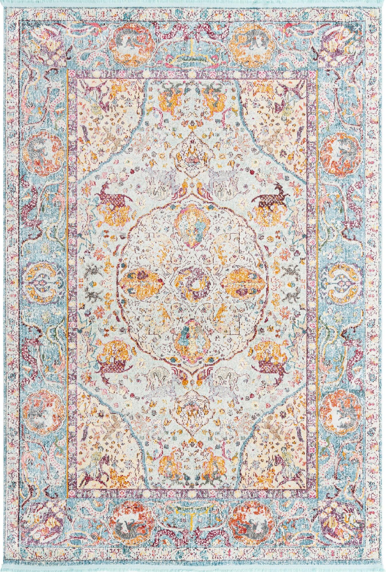Baracoa Collection Area Rug - Rumba (7' 1" x 10' Rectangle, Light Blue/ Cream)