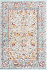 Baracoa Collection Area Rug - Rumba (7' 1" x 10' Rectangle, Light Blue/ Cream)