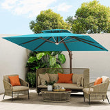 10 X 13 FT Cantilever Outdoor Patio Umbrella with Led Lights Large Heavy Duty 360