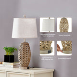 27” Natural Rattan Table Lamps Set of 2,Touch Switch,3-Way Dimmable Bedside Lamps