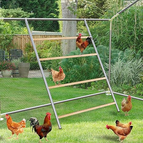 Large Outdoor Metal Chicken Coop with Waterproof Cover, Anti-UV and Lockable