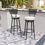 Patio Bar Stools Outdoor Swivel Bar Height Stool Chairs Set of 2