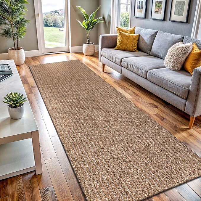 Easy Jute Rug 9x12, Indoor Outdoor Natural Color Farmhouse Area Rugs for Living Room