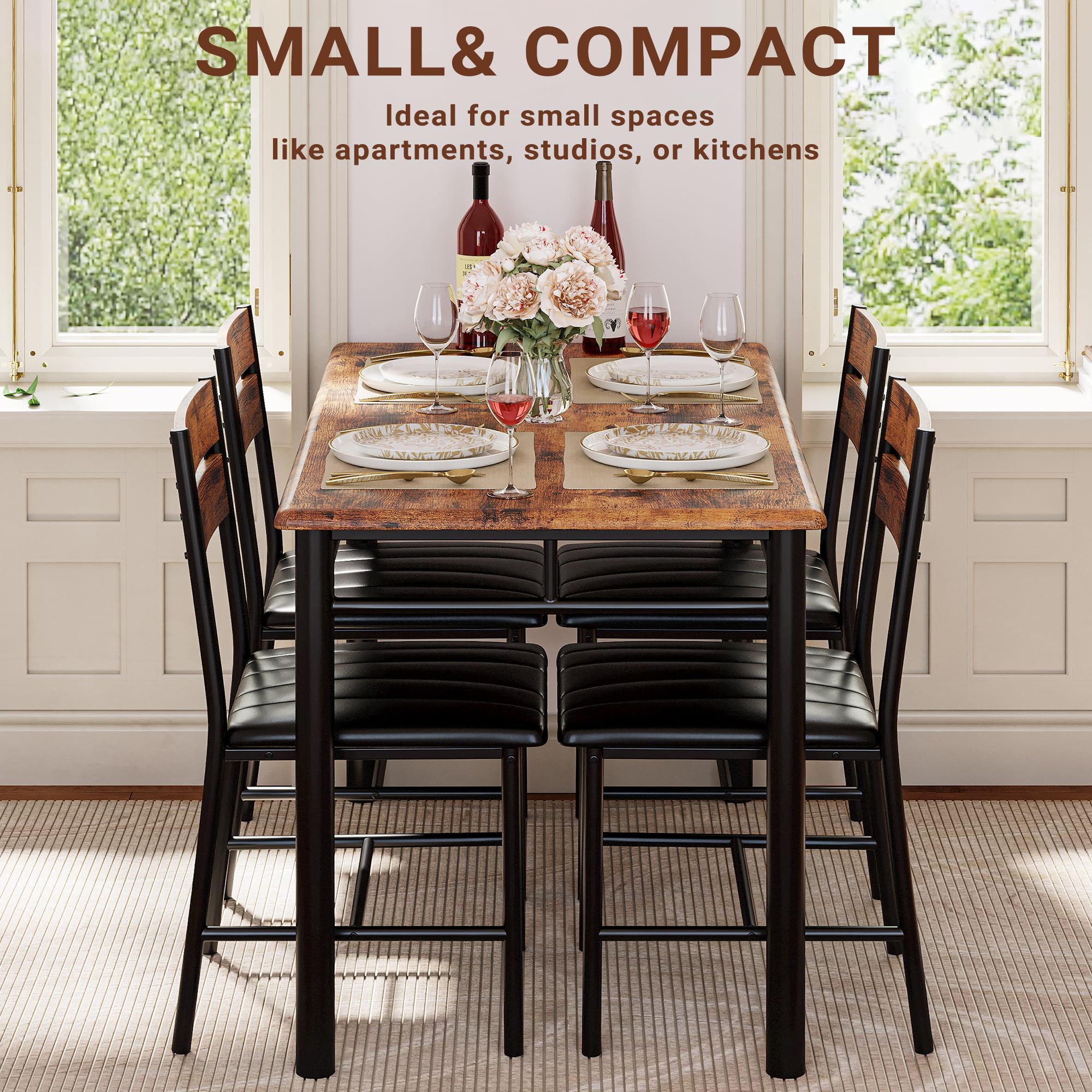 4-Piece Dining Table Set with Upholstered Chairs