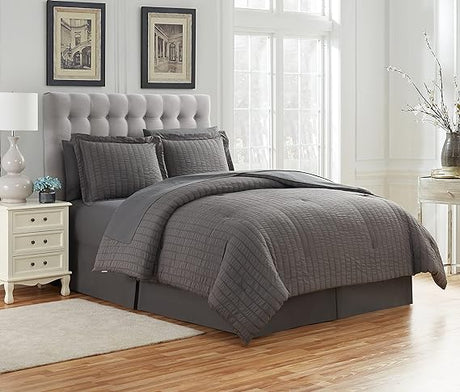 Queen Comforter Set 8 Piece Bed in a Bag with Bed Skirt