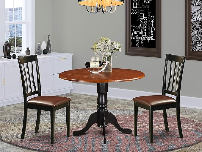 DLAN5-BLK-C 5 Piece Dining Room Table Set Includes a Round Kitchen Table