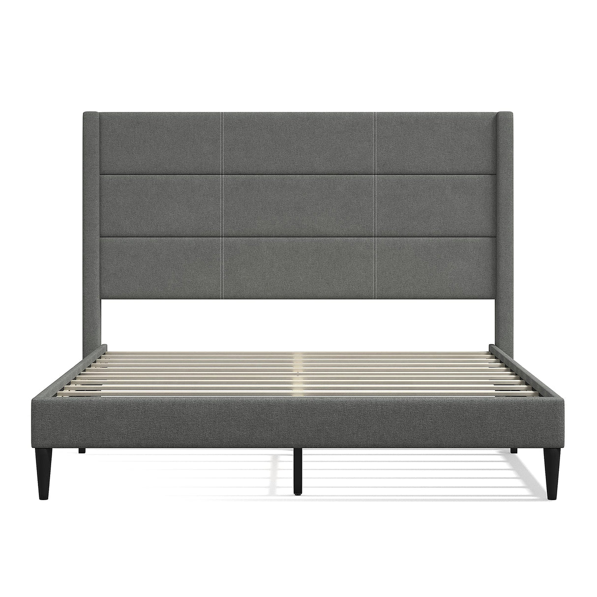 Pax Upholstered Platform Bed Frame/Sleak Wingback/Mattress Foundation/Wood