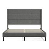 Pax Upholstered Platform Bed Frame/Sleak Wingback/Mattress Foundation/Wood