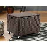 Rolling File Box - Storage Cabinet with Wheels - Weatherproof Rattan-Style Resin Deck Chest