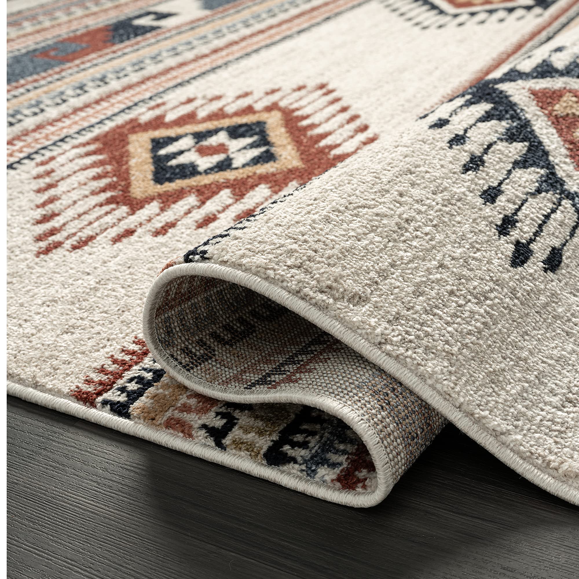 Abani Multicolor Southwestern Design 5'3" x 7'6" (5x8) Area Rug - Non-Shed Orange, Grey & Beige Tribal Pattern Dining Room Carpet Rugs