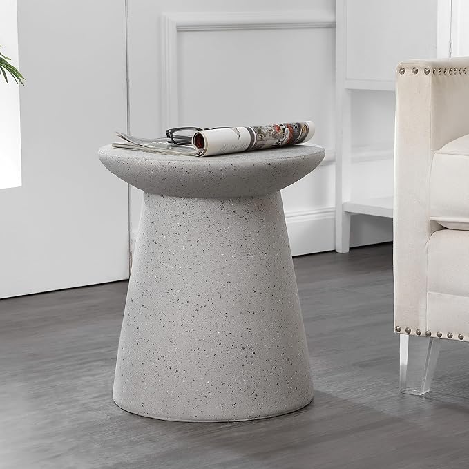 TBL1108B Hollie 18" Minimalist Modern Drum Indoor/Outdoor Accent Table Pedestal