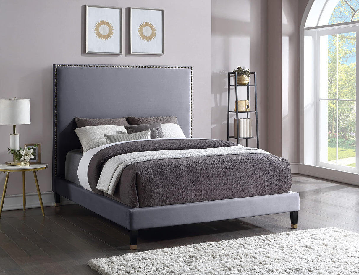 HarlieGrey-F Harlie Collection Modern | Contemporary Velvet Upholstered Full Bed