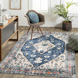 Boho Tribal Area Rug - 5x7 Large Washable Living Bedroom Rug Distressed Oriental