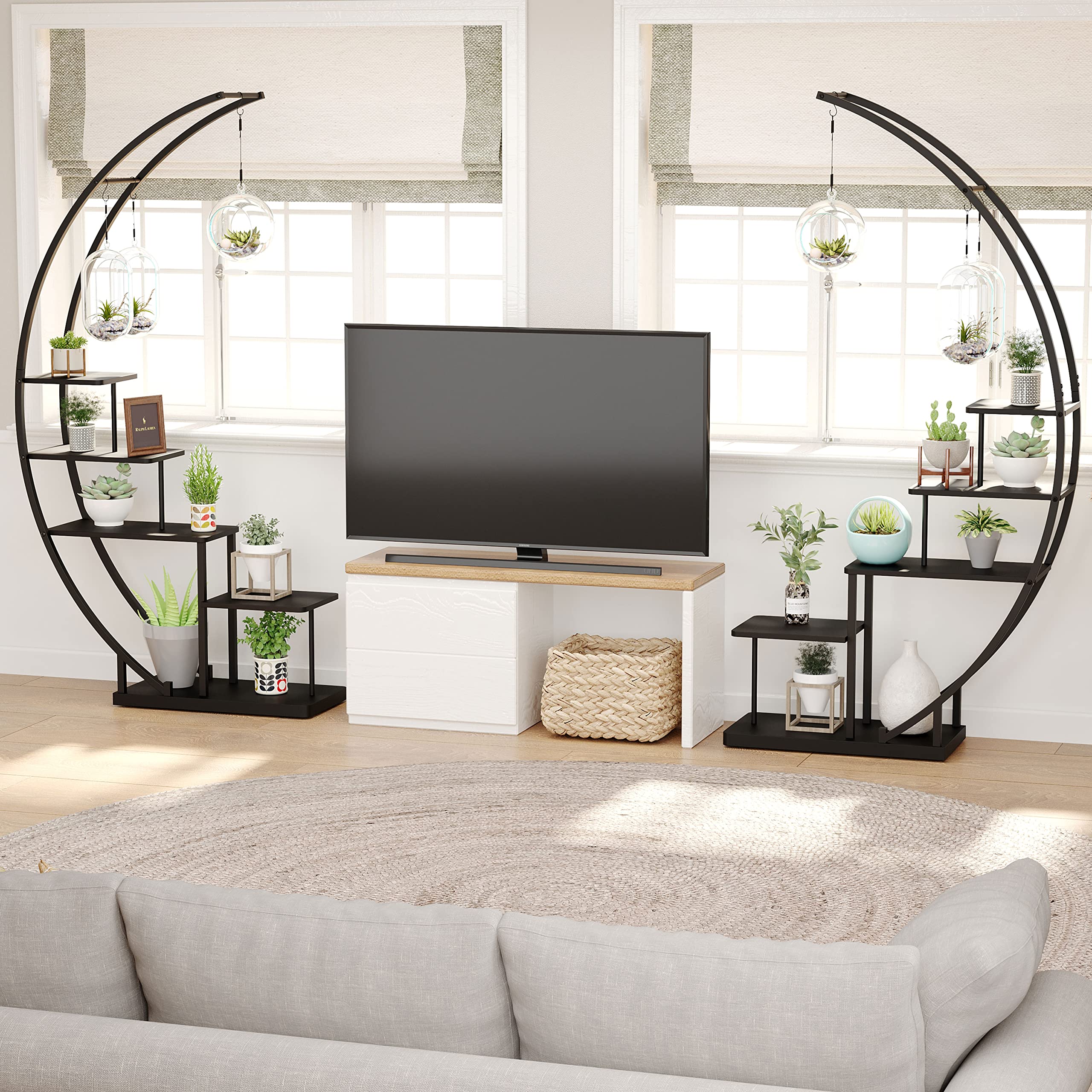 LunaCurve 5-Tier Half Moon Plant Stand - Indoor Metal Shelf