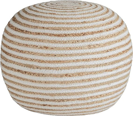 Jute Cotton Pouf - Tweed Knitted Braid Dori Cord Ottoman Footstool Bean Bag