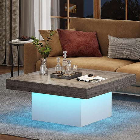 Farmhouse Coffee Table Square LED Coffee Table Engineered