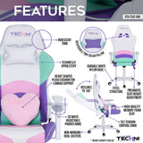 Kawaii Gaming Chair - Ergonomic Office Chair with Memory Foam Lumbar Support