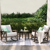 NATURAL EXPRESSIONS Rocking Bistro Set, 3 Piece Outdoor Patio Conversation Furniture Set with 2 Rockers and 1 Metal Coffee Table with Thick Cushions for Backyard,Porch,Poolside,300lbs