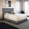 Milan Linen Fabric Upholstered Platform Bed Frame w/Adjustable Headboard, no Noise