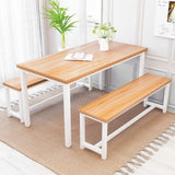 Dining Table Set for 4 Kitchen Table Set with 2 Dining Benches, 3 Piece Farmhouse Dining