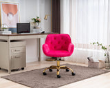 Comfy Home Office Task Chair with Wheels, Cute Modern Upholstered Velvet Back