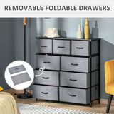 9 Drawers Storage Chest Dresser Organizer Unit w/Steel Frame, Wood Top, Easy Pull