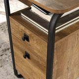 Station House L-Desk, L: 59.76" x W: 57.17" x H: 29.69", Etched Oak Finish