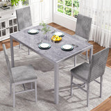 5-Piece Dinning Room Table Set, Glass Kitchen Table with 4 Velvet Chairs,