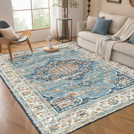 Washable Rug, 5'x7' Stain Resistant Washable Rug, Machine Washable Rug with Non-Slip