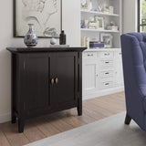 Redmond SOLID WOOD 32 inch Wide Transitional Low Storage Cabinet in Hickory Brown