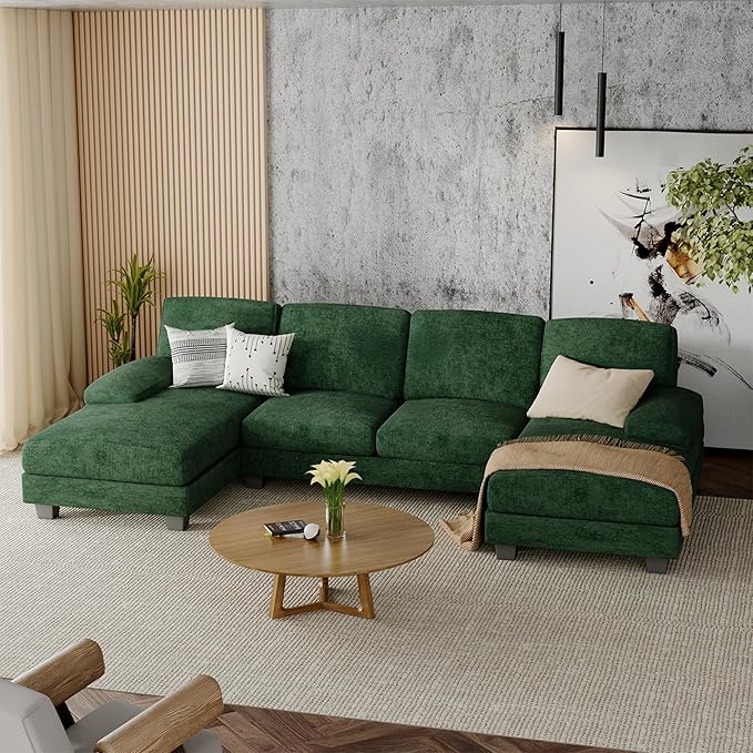 Convertible Sectional Sofa Couch, 4 Seat Sofa Set for Living Room