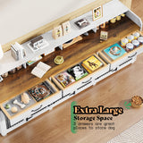 95" Dog Crate Furniture with Storage - 3-Room Wooden Kennel TV Stand