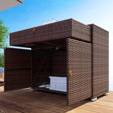 Outdoor Storage Cabinet, Hot Tub Accessory Storage, Freestanding PE Rattan Wicker Cabinet