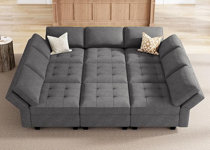 Sleeper Modular Sectional Sofa 9 Seater Velvet Sectional Sofa with Storage Sectional