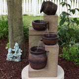 Cascading Terra Bowls Solar Water Fountain - 30-Inch Outdoor Water Feature
