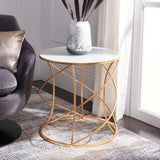 Home Collection Cagney Glass Top Round Accent Table, 0, Gold/White