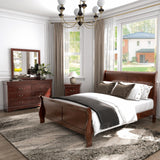 Arabella Traditional Solid Wood 4 Piece Bedroom Set, Queen Bed Frame, Nightstand,