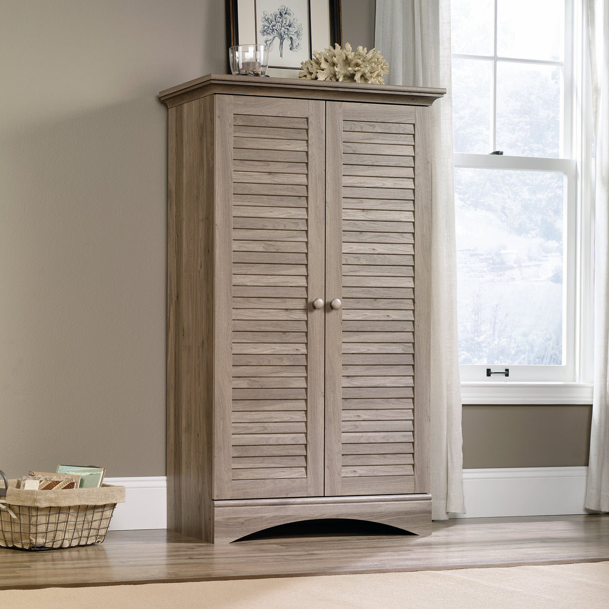 Harbor View Storage Pantry Cabinet, L: 35.43" x W: 16.73" x H: 61.02"