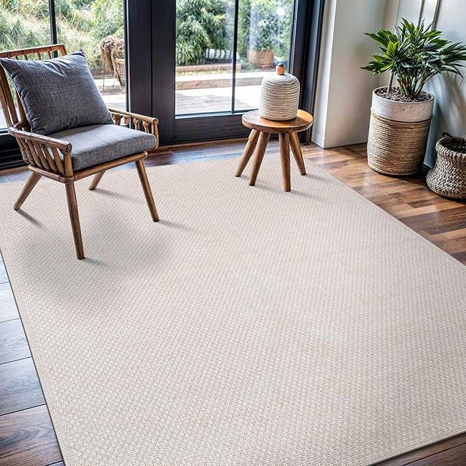 Easy Jute Rug 9x12, Indoor Outdoor Natural Color Farmhouse Area Rugs for Living Room