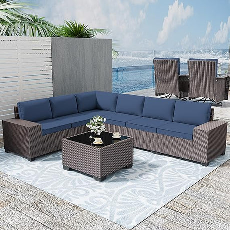 Furniture Set Sofa 7-pcs Wicker Sectional Sofa Set,Outdoor Furniture