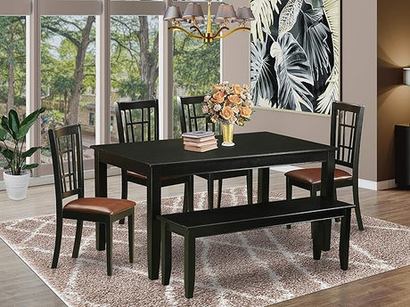 DUNI5-BLK-LC Dudley 5 Piece Dinette Set for 4 Includes a Rectangle Room