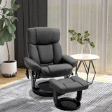 PU Leather Massage Recliner Chair with Ottoman 10 Point Vibration Swiveling Armchair,