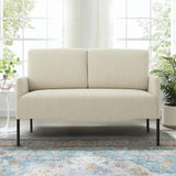 44" W Beige Loveseat Sofa Chair, 2-Seater Modern Corduroy Couch with Pillows
