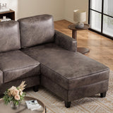 72 inch L Shaped Couches, 3 Seater Sectional Sofa with Chaise Lounge