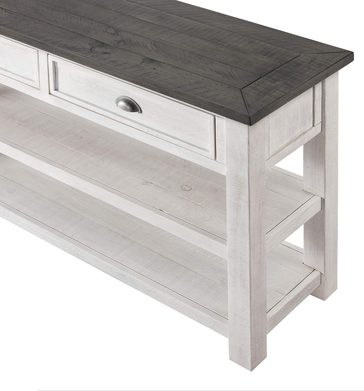 Monterey Solid Wood Sofa Console Table White with Grey Top