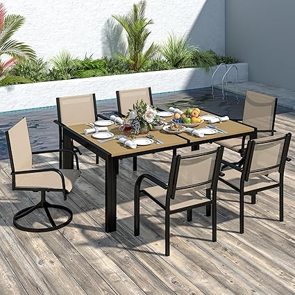 7-Piece Outdoor Dining Set, Patio Table and Chairs Set for6