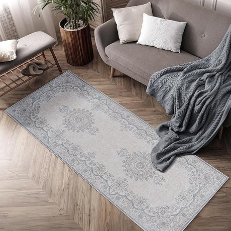 Machine Washable 2'6x6'6 Area Rug with Non Slip Backing for Living Room, Bedroom