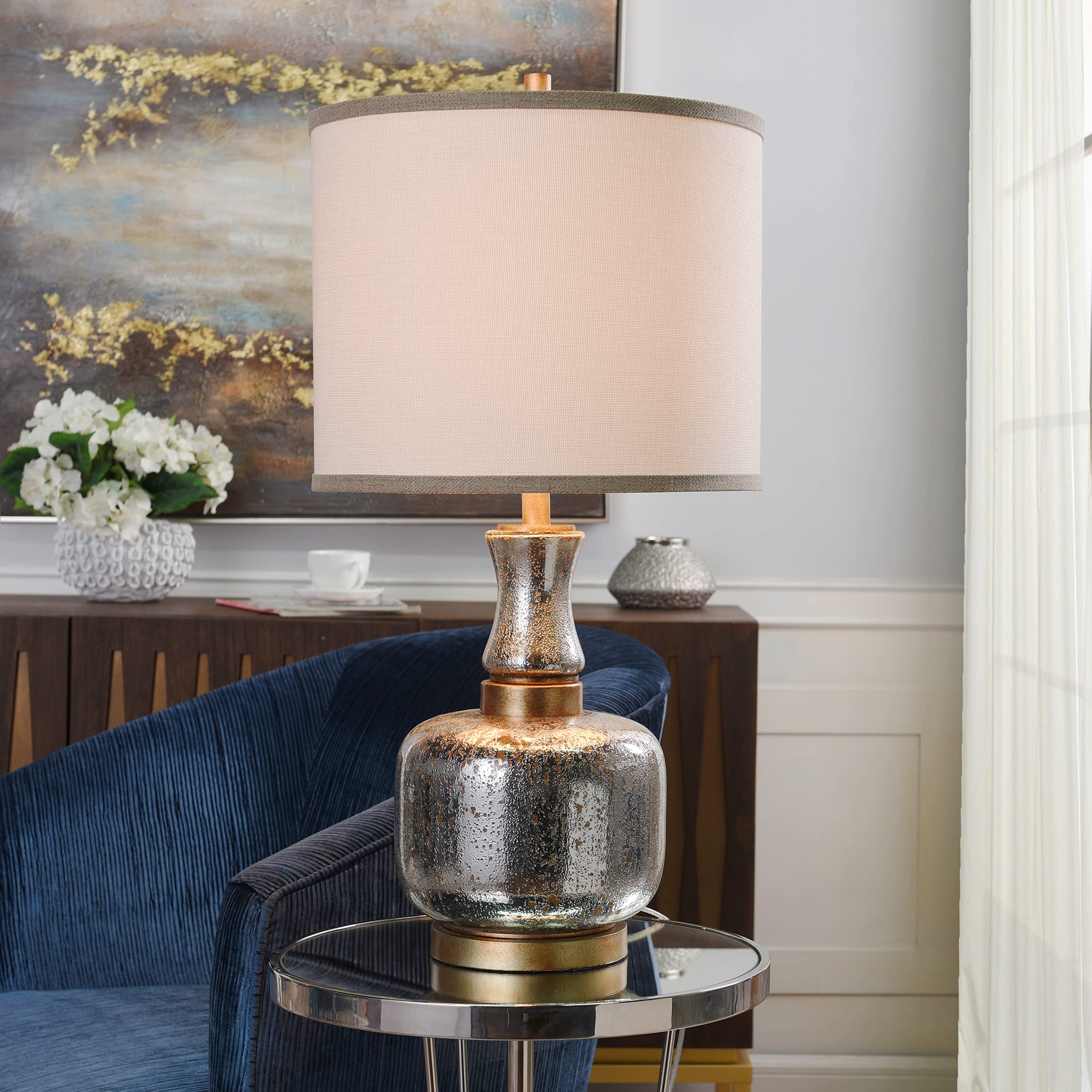 L315437AM Eirian Lamp, Antique Silver & Copper