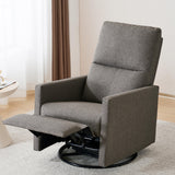 Swivel Rocking Recliner Chair for Adults, Rocker Nursery Glider Chair for Living Room Bedroom, Upholstered Fabric Reclining Single Sofa Chair(Grey)